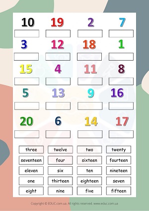 Числа на английском языке: распечатать интересные задания детям скачать бесплатно
