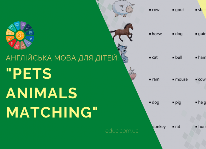 Англійська для дітей: вивчаємо назви тварин - "Pets Animals Matching" скачати