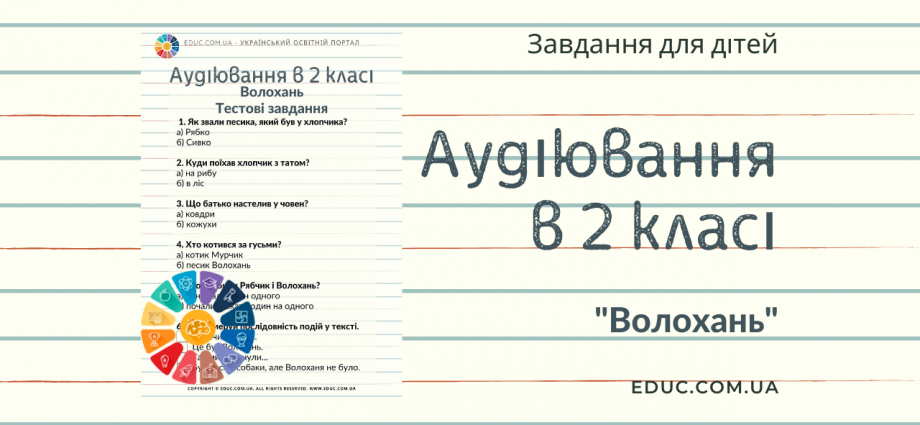 Аудіювання в 2 класі: тести до тексту "Волохань" М.Вінграновського скачати