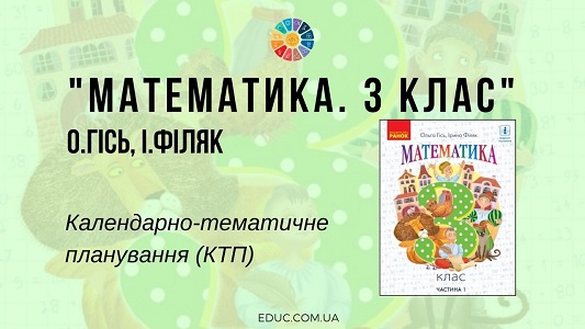 Математика. 3 клас. О.Гісь І.Філяк — календарно-тематичне планування (КТП)