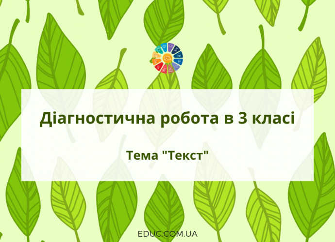 Діагностична робота 3 клас: тема "Текст"