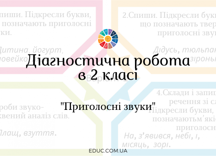 Діагностична робота в 2 класі: тема "Приголосні звуки"