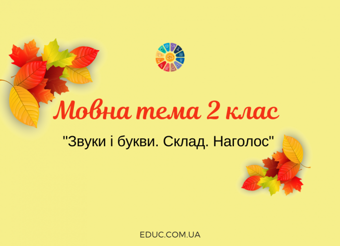 Мовна тема 2 клас: "Звуки і букви. Склад. Наголос"