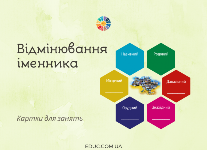 Відмінювання іменників: картки з ілюстраціями