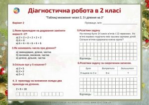 Діагностична робота: "Таблиці множення чисел 2, 3 і ділення на 2"