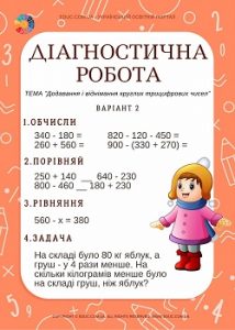 Діагностична робота "Додавання і віднімання круглих трицифрових чисел"