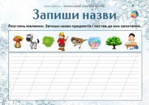 Запиши назви: завдання по темі "Іменник" для молодших школярів