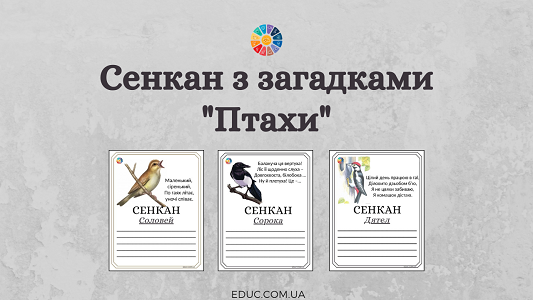 Сенкан з загадками "Птахи" з ілюстраціями