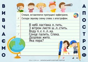 Вивчаємо апостроф: картки з завданнями з української мови