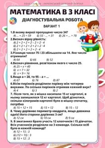 Математика в 3 класі вхідна діагностувальна тестова робота - безкоштовно на EDUC.com.ua