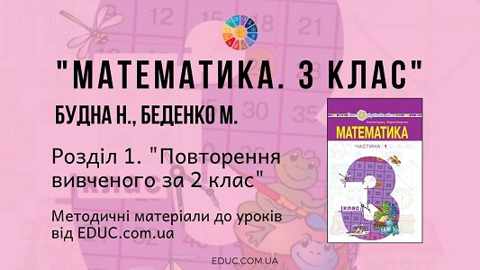 Математика. 3 клас. Будна Н. - Розділ 1. Повторення вивченого за 2 клас - методичні матеріали