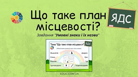 ЯДС - тема "Що таке план місцевості": умовні знаки і їх назви - безкоштовно на EDUC.com.ua