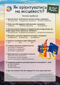 ЯДС: тестові завдання "Як орієнтуватись на місцевості?"