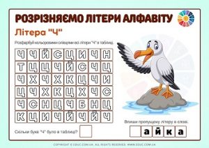 Розрізняємо літери алфавіту: літера «Ч»