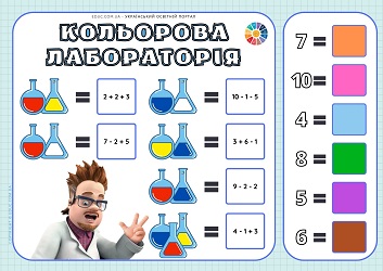 Кольорова лабораторія додавання і віднімання в межах 10