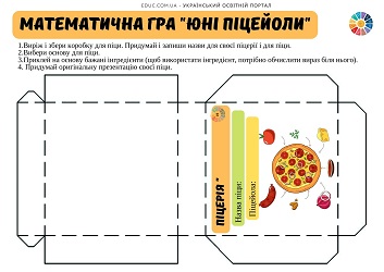 Математична гра Юні піцейоли для 1 класу 