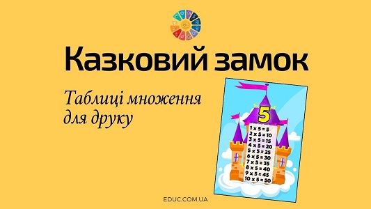 Казковий замок таблиці множення для друку - завантажити безкоштовно на EDUC.com.ua