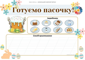 Готуємо пасочку робочі аркуші з завданням до Великодня 